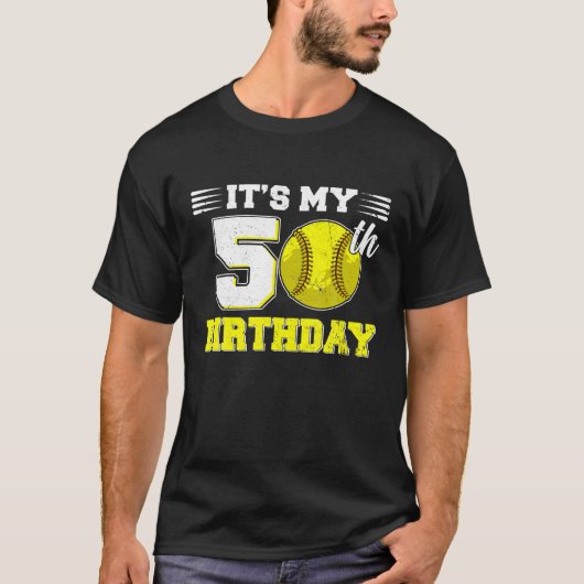 Funny It's My 50 th Birthday Softball Lover 50 T-Shirt (Vorderseite)