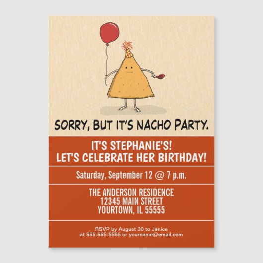 Funny It's Nacho Party Geburtstag Magnetkarte (Vorderseite)