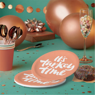 Funny It's Turkey Time Erntedank Dinner Sprichwort Pappteller
