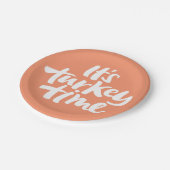 Funny It's Turkey Time Erntedank Dinner Sprichwort Pappteller (Schrägansicht)