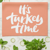 Funny It's Turkey Time Erntedank Lettering Geschirrtuch (Gefaltet)