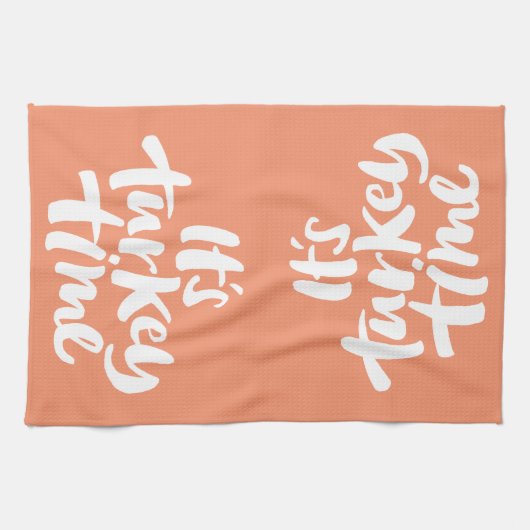 Funny It's Turkey Time Erntedank Lettering Geschirrtuch (Horizontal)