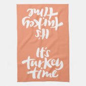 Funny It's Turkey Time Erntedank Lettering Geschirrtuch (Vertikal)