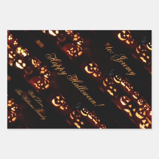 Funny Jack o'Lantern Pumpkins Happy Halloween Geschenkpapier Set (Vorderseite 2)