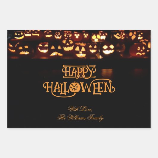 Funny Jack o'Lantern Pumpkins Happy Halloween Geschenkpapier Set (Vorderseite)