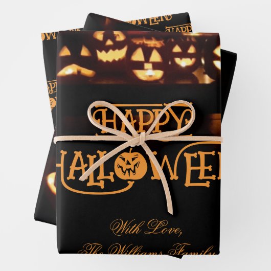 Funny Jack o'Lantern Pumpkins Happy Halloween Geschenkpapier Set (Beispiel)