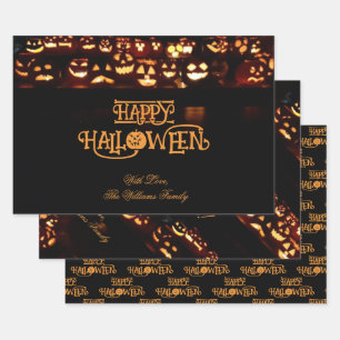Funny Jack o'Lantern Pumpkins Happy Halloween Geschenkpapier Set