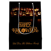 Funny Jack o'Lantern Pumpkins Happy Halloween Mittlere Geschenktüte (Rückseite)