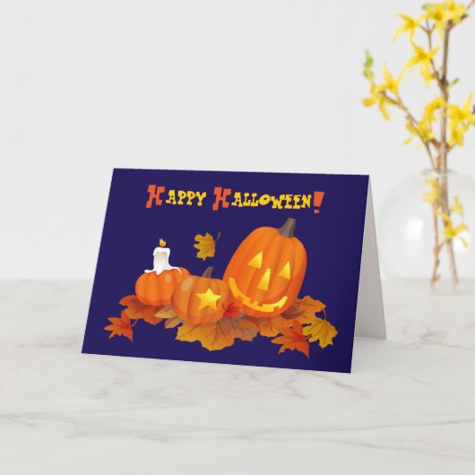 Funny Jack O'Lanterns Halloween Karte (Gelbe Blume)