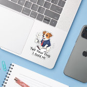 Funny Jack Russell Terrier Business Suit Coffee  Aufkleber (Laptop mit iPhone)