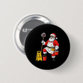 Funny Janitor Santa Christmas Graphic Cleaner Clea Button (Vorne & Hinten)
