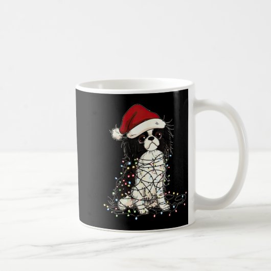 Funny Japanese Chin Christmas Graphics Dog Lights  Kaffeetasse (Rechts)
