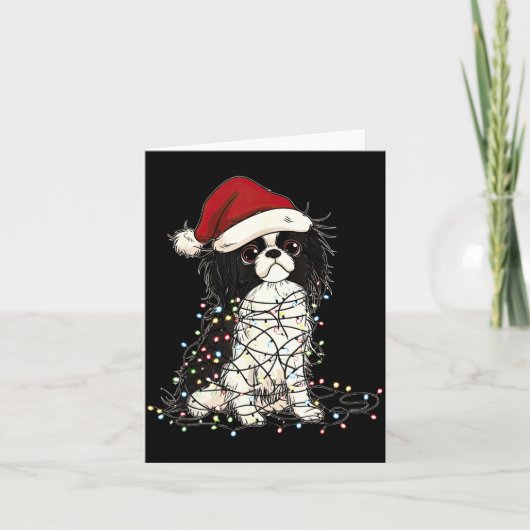 Funny Japanese Chin Christmas Graphics Dog Lights  Karte (Vorderseite)