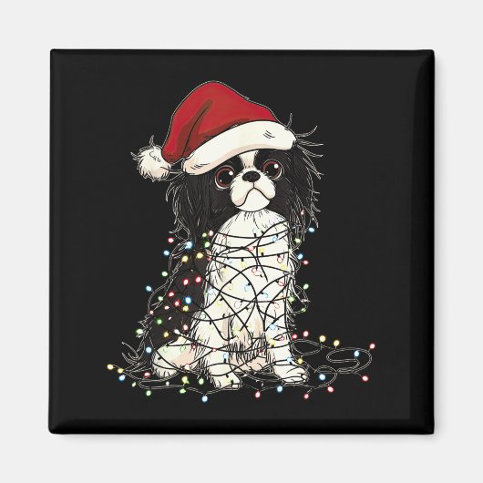 Funny Japanese Chin Christmas Graphics Dog Lights  Magnet (Vorne)
