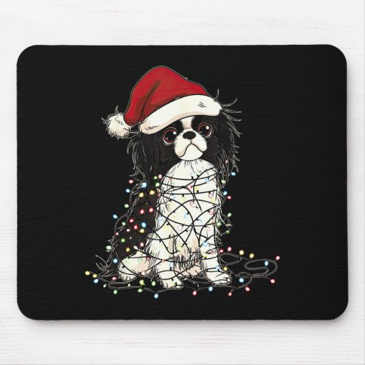 Funny Japanese Chin Christmas Graphics Dog Lights Mousepad (Vorne)