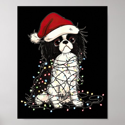 Funny Japanese Chin Christmas Graphics Dog Lights Poster (Vorne)