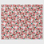 Funny Japanese Chin Christmas Pattern Geschenkpapier (Flach)