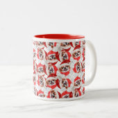 Funny Japanese Chin Christmas Pattern Zweifarbige Tasse (VorderseiteRechts)