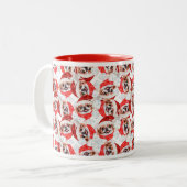 Funny Japanese Chin Christmas Pattern Zweifarbige Tasse (Vorderseite Links)