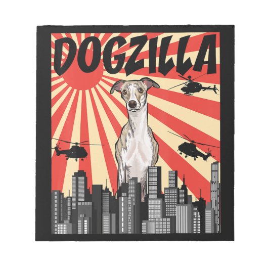 Funny Japanese Dogzilla Whippet Notizblock (Vorderseite)