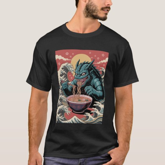 Funny Japanese Monster Ramen Lover Anime Noodle Fa T-Shirt (Vorderseite)
