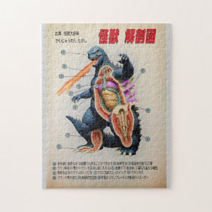 Funny Japanisch Kaiju Anatomie Diagramm Puzzle