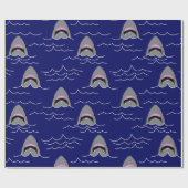 Funny Jaws Cartoon Sharks Gemustert Geschenkpapier (Flach)