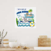 Funny Jawsome Shark Surfboard Beach Kids' Poster (Küche)