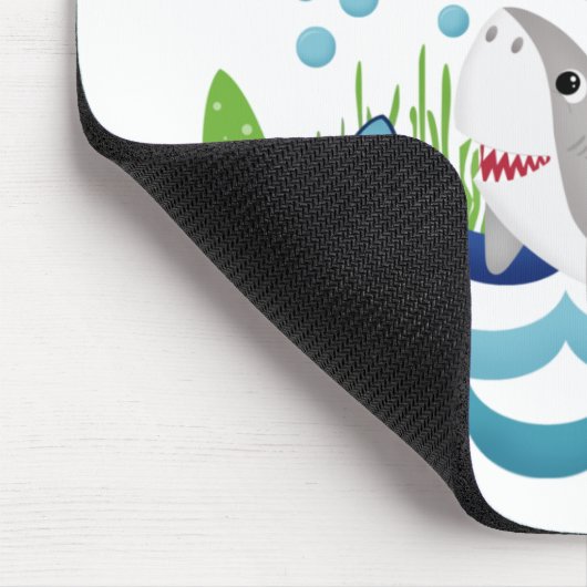 Funny Jawsome Shark Surfboard Mousepad (Ecke)
