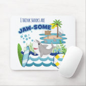 Funny Jawsome Shark Surfboard Mousepad (Mit Mouse)