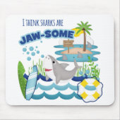 Funny Jawsome Shark Surfboard Mousepad (Vorne)