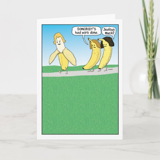 Funny Jealous Banana Birthday Card Karte (Vorderseite)