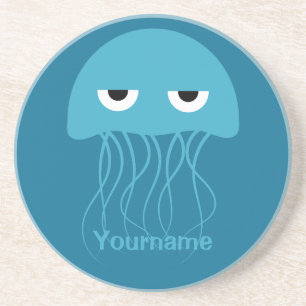 Funny Jellyfish kundenspezifischer Monogramm-Unter Getränkeuntersetzer