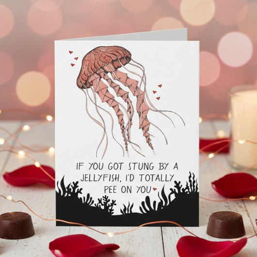 Funny Jellyfish Valentine's Day Karte