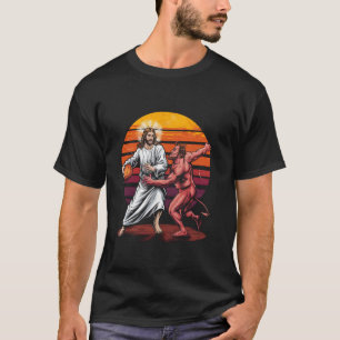 Funny Jesus Basketball überquert den Teufel Chris T-Shirt