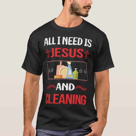 Funny Jesus Cleaning T-Shirt (Vorderseite)