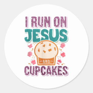 Funny Jesus cupcakes Wortart Runder Aufkleber