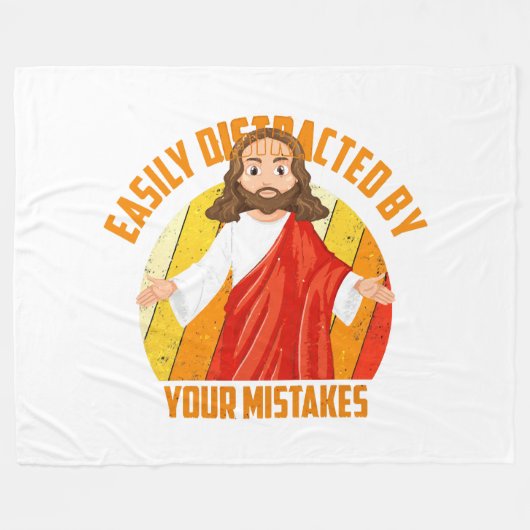 Funny Jesus Fleecedecke (Vorderseite (Horizontal))