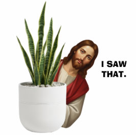 Funny Jesus I Saw That 2D Potted Plant Desk Statue Freistehende Fotoskulptur