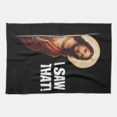 Funny Jesus "I Saw That" Christian meme design Geschirrtuch (Horizontal)