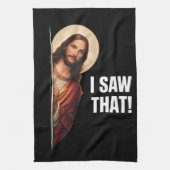 Funny Jesus "I Saw That" Christian meme design Geschirrtuch (Vertikal)