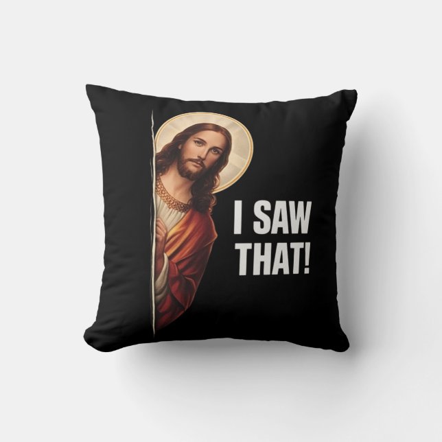 Funny Jesus "I Saw That" Christian meme design Kissen (Vorderseite)