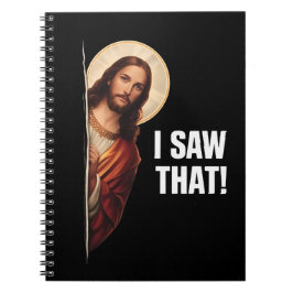 Funny Jesus "I Saw That" Christian meme design Notizblock