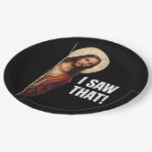 Funny Jesus "I Saw That" Christian meme design Pappteller (Schrägansicht)