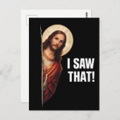 Funny Jesus "I Saw That" Christian meme design Postkarte (Vorne/Hinten)