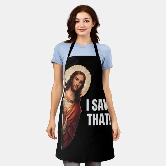 Funny Jesus "I Saw That" Christian meme design Schürze (Getragen)