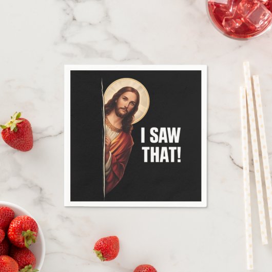 Funny Jesus "I Saw That" Christian meme design Serviette (Beispiel)