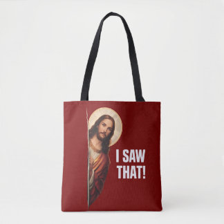 Funny Jesus "I Saw That" Christian meme design Tasche