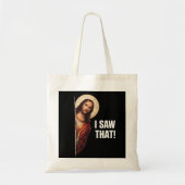 Funny Jesus "I Saw That" Christian meme design Tragetasche (Vorne)