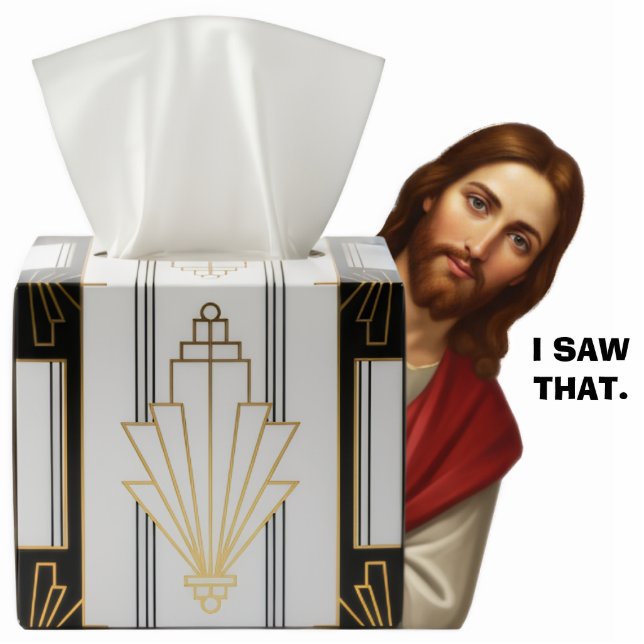 Funny Jesus I Saw That Humor Joke 2D Desk Statue Freistehende Fotoskulptur (Vorne)